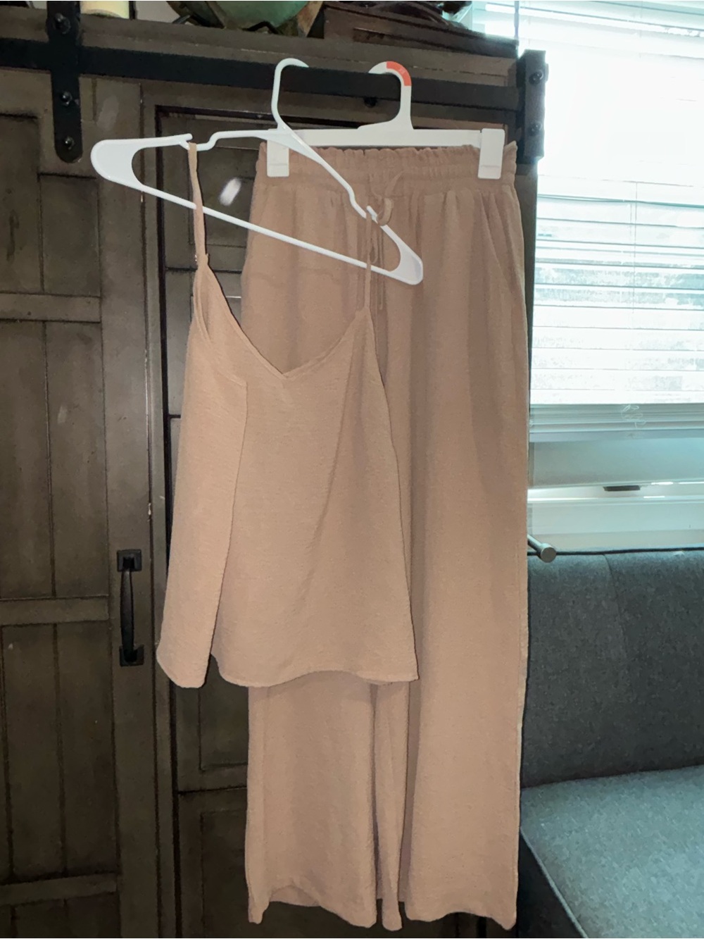 Women's Wide-Leg Jumpsuit Set in Beige